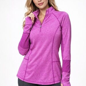 Champion Women's Pink Quarter-Zip Sweatshirt Size Small